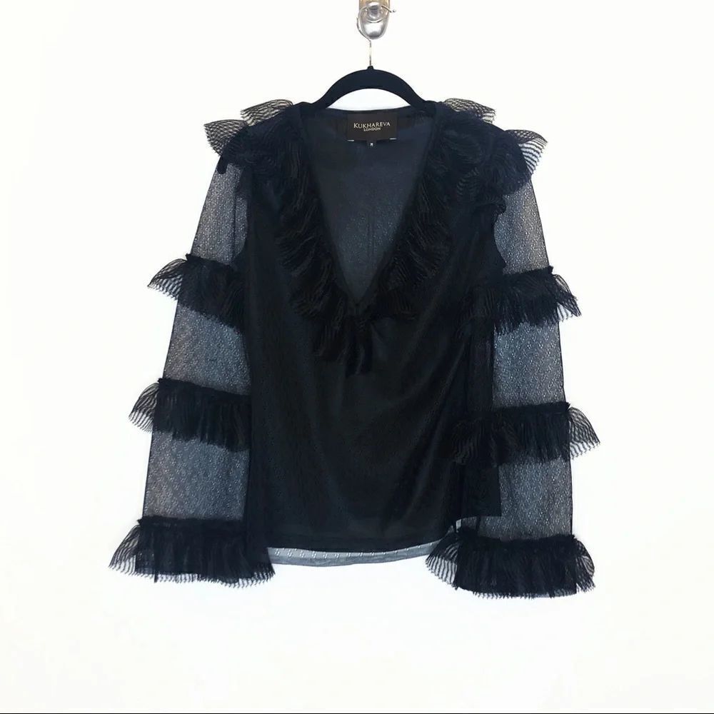KUKHAREVA LONDON Black‎ Lace Sandy Top